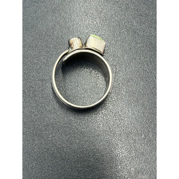 Juan Willie Navajo Sterling Silver Green Turquoise Gaspeite Bypass Ring 9 Signed - Picture 7 of 10